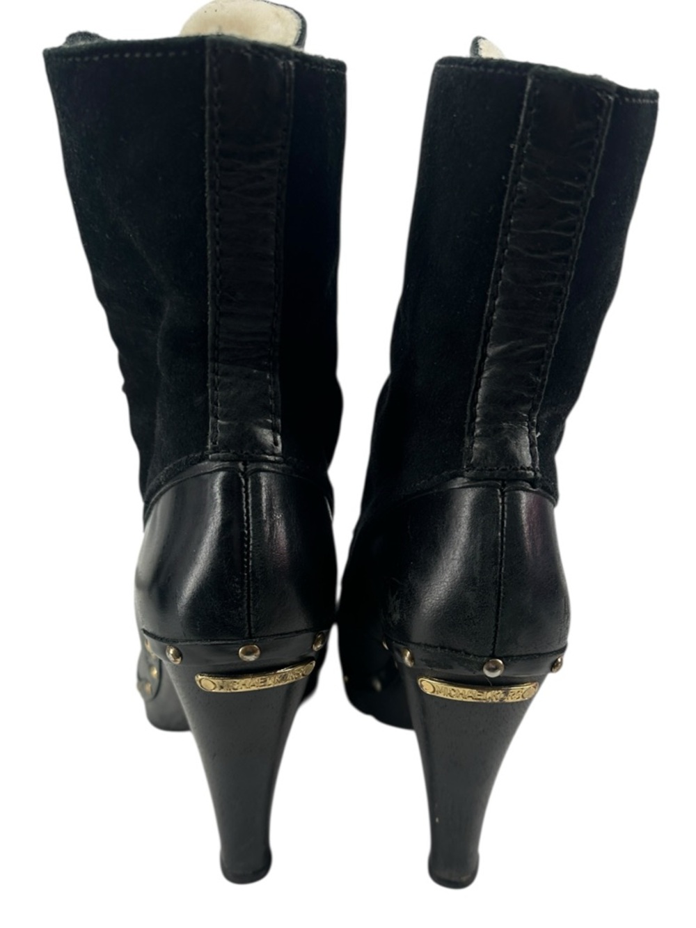 Michael Kors winter warrior clog boots Black leather shearling lined heeled sz 8 - Picture 9 of 14